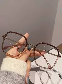 1 Cặp Kính Trong Suốt Gọng Vuông TR Chân Kim Loại Thường Ngày Cho Nữ - màu nâu - Xem 2