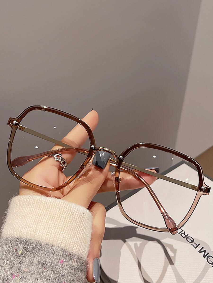 1 Cặp Kính Trong Suốt Gọng Vuông TR Chân Kim Loại Thường Ngày Cho Nữ