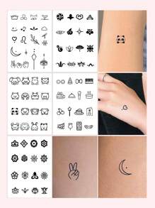 5sheets Mixed Pattern Tattoo Sticker - Black - View 1