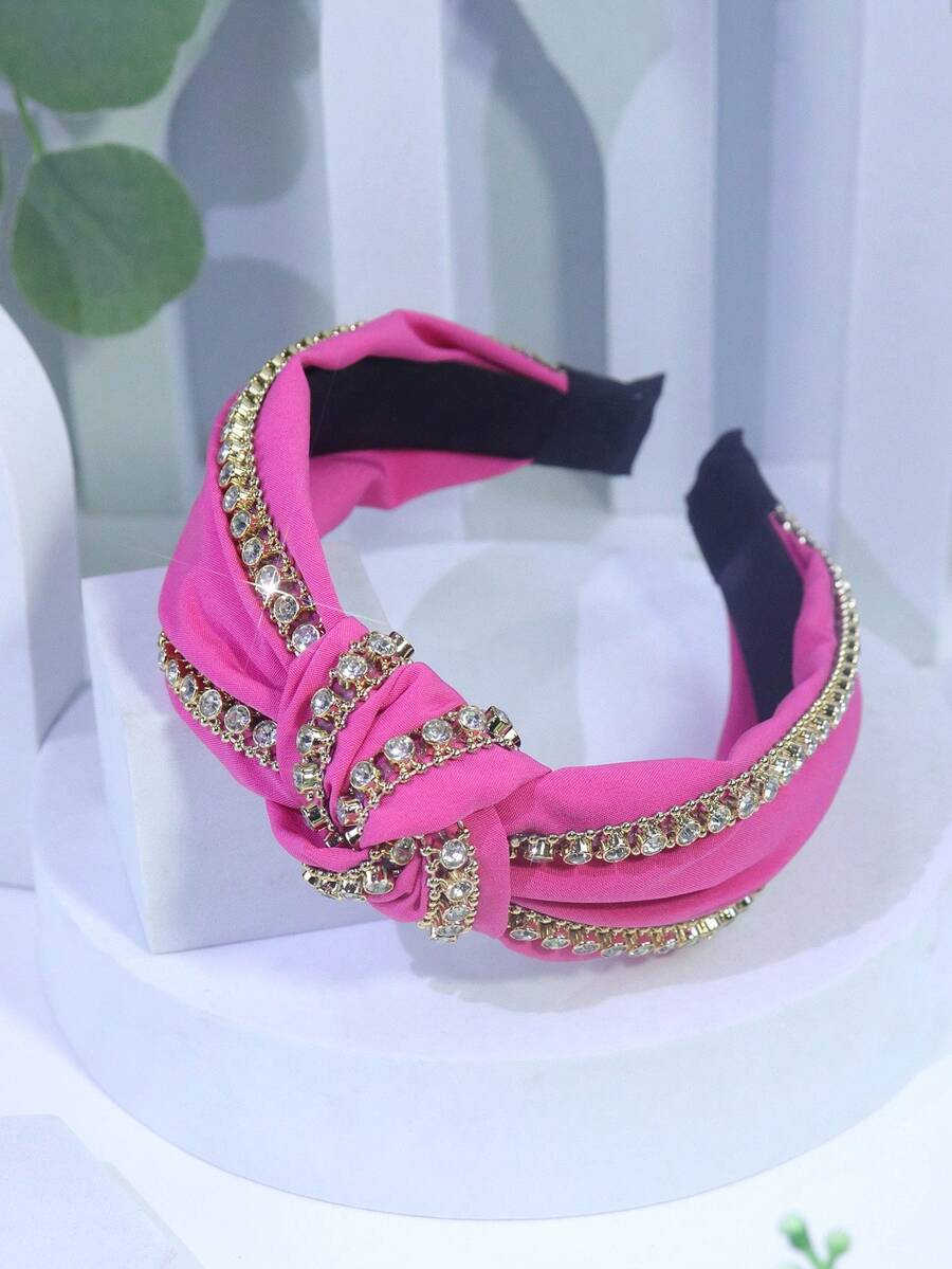 1入組女士水鑽和結飾魅力四射髮箍適用於頭髮裝飾用品 - 紅色 - 查看 1