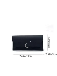 Bìa sổ séc trang trí hình mặt trăng và ngôi sao tối giản mỏng cầm tay dành cho nhân viên văn phòng làm việc tại trường đại học nữ đi làm kinh doanh đi làm văn phòng kỷ niệm cho cặp đôi làm quà tặng sinh nhật vào ngày lễ tình nhân quà tặng cho phụ nữ ví ví dài - màu đen - Xem 5