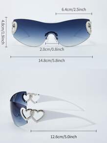 2pcs Women's Borderless, Oversized, Sports-Style, Heart-Shaped, Fashion Glasses, Suitable For Parties & Gatherings - Multicolor - View 3