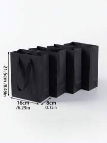 Bộ 4 túi giấy đựng quà, túi gói quà màu đen tối giản cho gia đình và tiệc tùng, Giáng sinh - màu đen - Xem 4