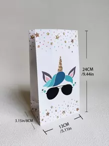 Unicorn Gift Bag, Colorful Printed Packaging Bag, Storage Bag For Party Gifts, 5.1*3.14*9.43in, 6pcs/Pack+6pcs Stickers Back To School Valentine Day