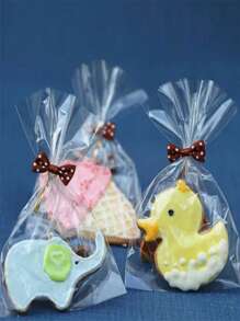 100 个透明平开顶糖果袋饼干包装袋婚礼派对糖果棒棒糖 OPP 塑料袋小礼品袋学校用品食品袋食品盒适用于糖果巧克力饼干等。