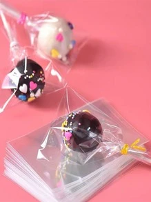 100 个透明平开顶糖果袋饼干包装袋婚礼派对糖果棒棒糖 OPP 塑料袋小礼品袋学校用品食品袋食品盒适用于糖果巧克力饼干等。