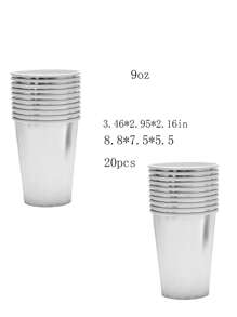20 piezas Taza de papel desechable plata desechable simple para fiesta - Plateado - Ver 4