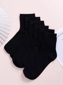 Hombres 3 pares Calcetines de tripulación unicolor deportivo para diariamente - Negro - Ver 1