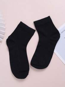 Hombres 3 pares Calcetines de tripulación unicolor deportivo para diariamente - Negro - Ver 2