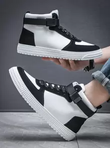 Men Two Tone Skate Shoes, Lace Up Front Sporty Sneakers