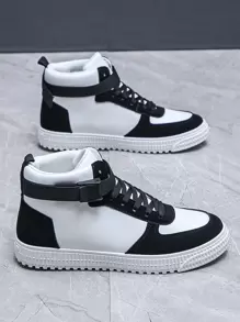 Men Two Tone Skate Shoes, Lace Up Front Sporty Sneakers