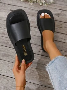 女士極簡單帶人造皮革優雅涼鞋