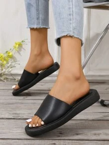 女士極簡單帶人造皮革優雅涼鞋