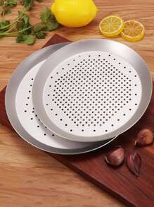 1pc Stainless Steel Pizza Pan - Silver - View 1