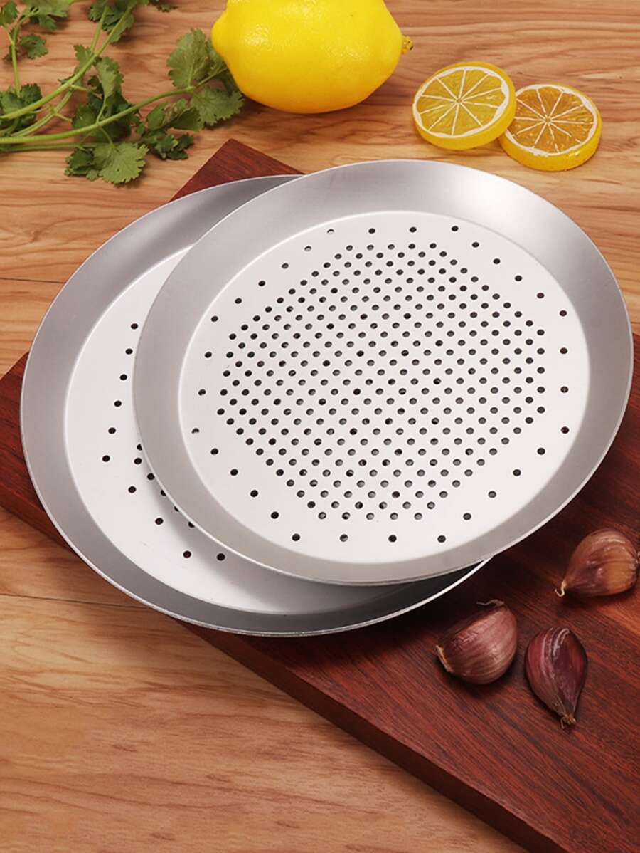 1pc Stainless Steel Pizza Pan - Silver - View 1