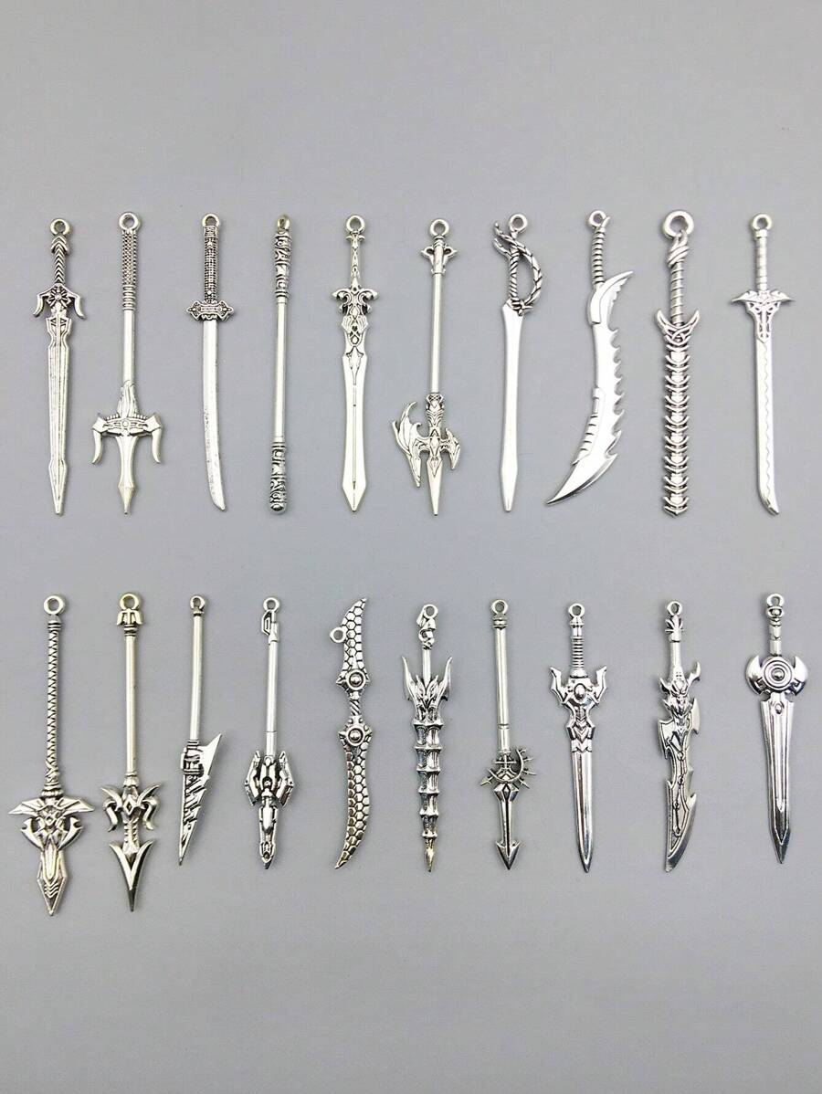 10pcs/set Random Fashionable Zinc Alloy Sword DIY Pendant For Women For