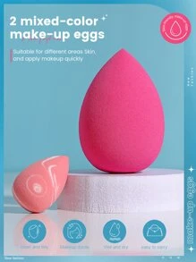 2pcs Makeup Sponge Set,Makeup,Cheap,Room Decor,Vanity,Travel,Bedroom,Makeup Accessories,Puff,Makeup Blender,Powder Puff,Makeup Sponge - Multicolor - View 5