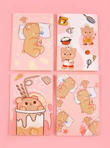 4入組卡通圖形筆記本可愛學生便攜式日記筆記本辦公室 - 彩色 - 查看 2