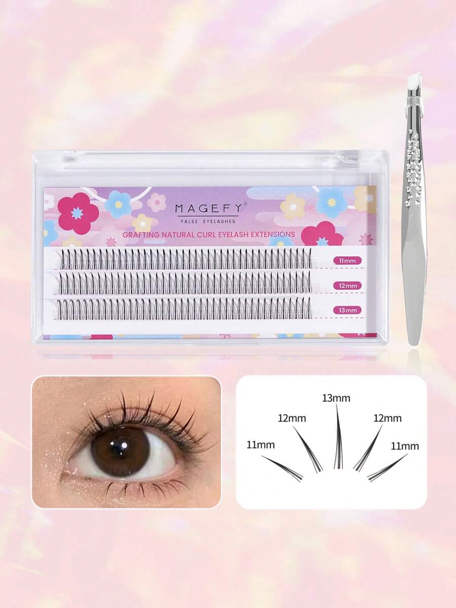MAANGE 120pcs A-Shape Individual False Eyelashes With Tweezers, Longer ...