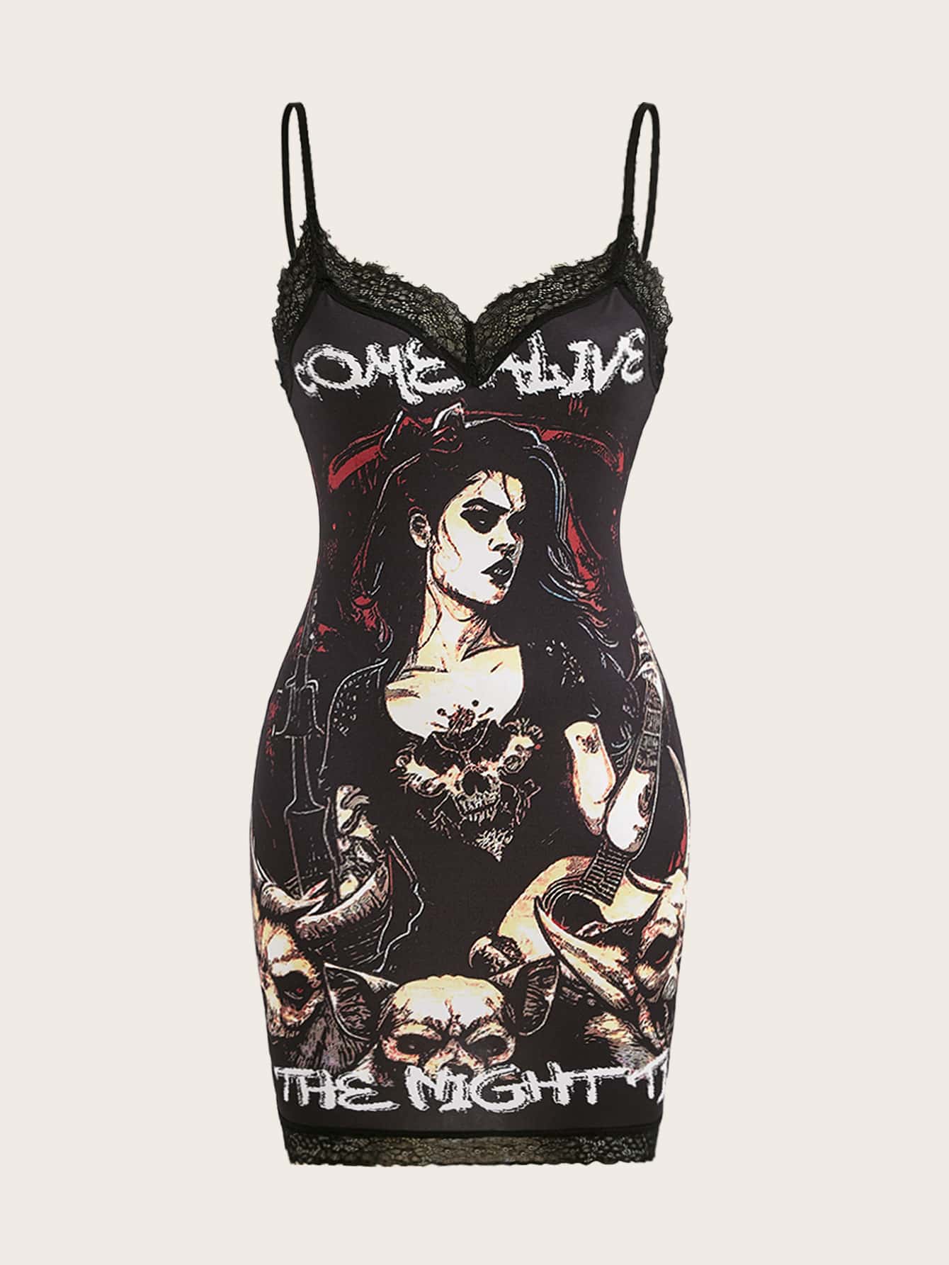 Distorted Dystopia Đầm Tương phản ren Con số Lá thư Giải trí - Nhiều màu - Xem 1