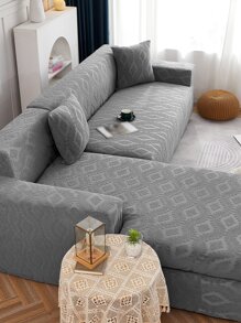 1 tấm bọc ghế sofa co giãn Jacquard - Màu xám đen - Xem 5