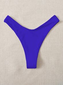 SHEIN Swim Summer Beach Solid High Cut Bikini Bottom - Royal Blue - View 2