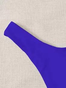 SHEIN Swim Summer Beach Solid High Cut Bikini Bottom - Royal Blue - View 4