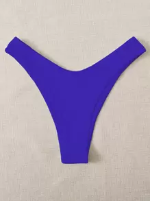 SHEIN Swim Summer Beach Solid High Cut Bikini Bottom - Royal Blue - View 5