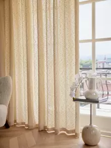 1 件咖啡色闪亮毛绒清新简约风格薄纱窗帘 - 咖啡棕 - 查看 8