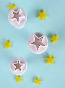 3pcs Solid Color Cute Star Shaped Cookie Cutter, Plastic Cookie Mold For DIY