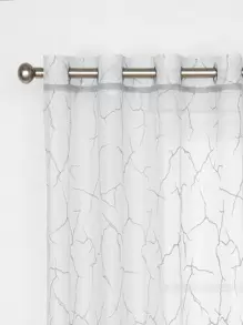 1pc Grey Geometric Tree Branch Pattern Sheer Curtain - Multicolor - View 7