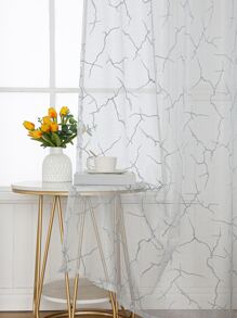 1pc Grey Geometric Tree Branch Pattern Sheer Curtain - Multicolor - View 8