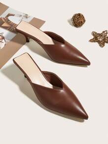 Frauen Pumps mit spitzer Zehenpartie, Maultier Elegant Outdoor - Kaffeebraun - Übersicht 1