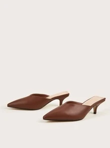 Frauen Pumps mit spitzer Zehenpartie, Maultier Elegant Outdoor - Kaffeebraun - Übersicht 4