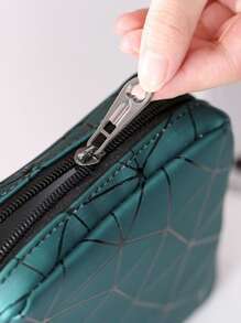 1入組素色藍色菱形圖案迷你收納袋帶拉鍊戶外便攜式紙巾收納袋 - 藍色 - 查看 5