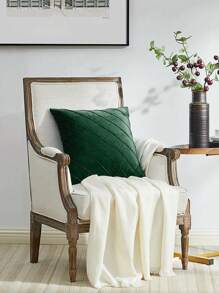 1入組素色素色深綠色靠墊套無填充物柔軟彈力家用抱枕套 - 墨綠色 - 查看 4