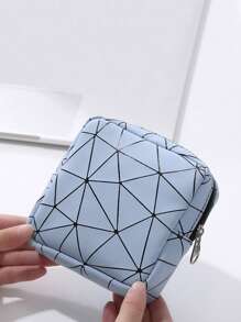 1入組素色藍色菱形圖案迷你收納袋帶拉鍊戶外便攜式紙巾收納袋 - 藍色 - 查看 1