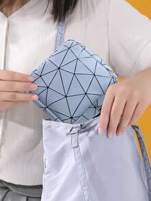 1入組素色藍色菱形圖案迷你收納袋帶拉鍊戶外便攜式紙巾收納袋 - 藍色 - 查看 4