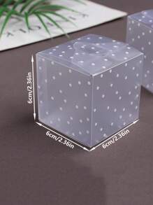 6pcs Polka Dot Print Transparent Candy Box, Plastic Gift Packaging Bag For Party Wedding Party Gift Bags - Clear - View 2