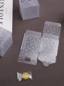 6pcs Polka Dot Print Transparent Candy Box, Plastic Gift Packaging Bag For Party Wedding Party Gift Bags - Clear - View 3