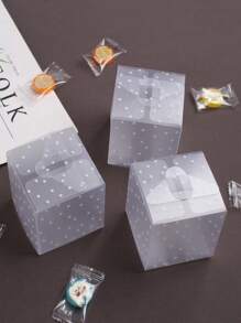 6pcs Polka Dot Print Transparent Candy Box, Plastic Gift Packaging Bag For Party Wedding Party Gift Bags - Clear - View 4