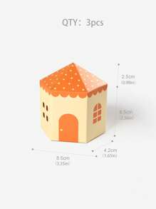 3pcs Orange House Shaped Cookie Storage Box, Cute Paper Gift Wrapping Box For Home, Party - Orange - View 3