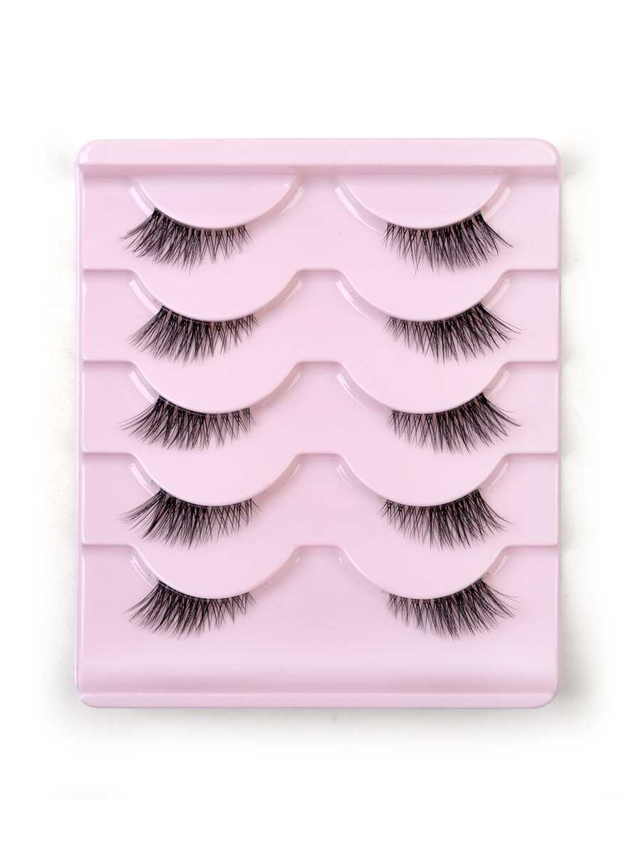 5pairs 10 MM Cat Eye False Eyelashes - Black - View 1