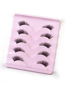 5pairs 10 MM Cat Eye False Eyelashes - Black - View 3