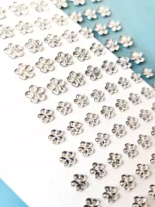 1入組花卉設計水鑽什錦貼紙簡單DIY工藝多用途貼紙手冊拼貼卡片裝飾 - 白色 - 查看 2