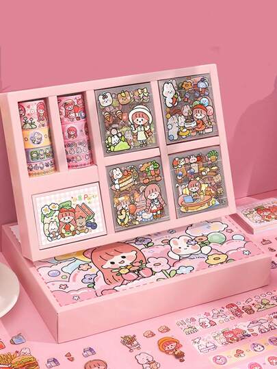 1set Cartoon Graphic Assorted Sticker, Cute Multi-Purpose Sticker For Collage Card Decoration, DIY Craft, Handbook Back To School