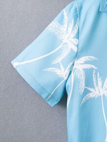 Boys Tropical Print Shirt & Shorts Without Tee - Blue - View 3