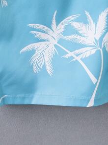 Boys Tropical Print Shirt & Shorts Without Tee - Blue - View 4