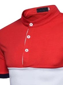 Áo thun có cổ Nam Nút Khối Màu Giải trí - Nhiều màu - Xem 3