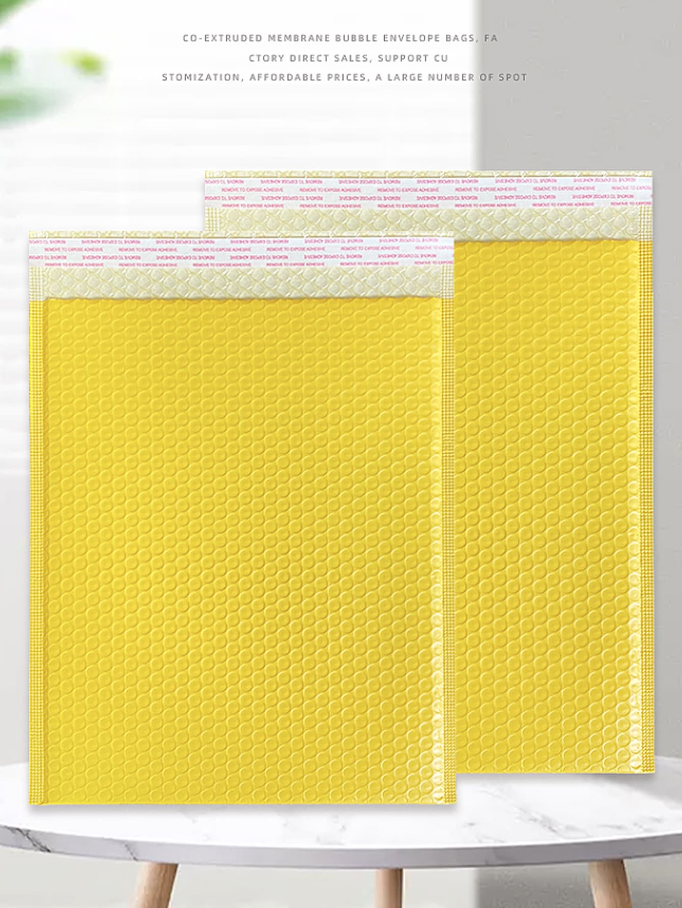 20pcs Solid Color Self-adhesive Bubble Mailer Bag, Simple Waterproof Packing Bag For Home, Office, School - Yellow - View 1